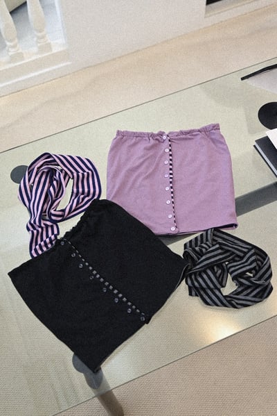 奧拉的變奏兩穿條紋上衣（附繞脖小圍巾）6