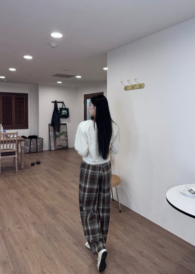 A07 Odéon復古毛呢格紋長褲2