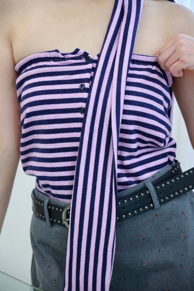 奧拉的變奏兩穿條紋上衣（附繞脖小圍巾）4