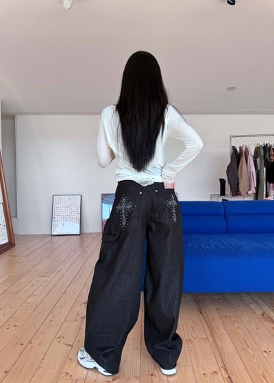 賽琳娜豹紋十字架牛仔褲2