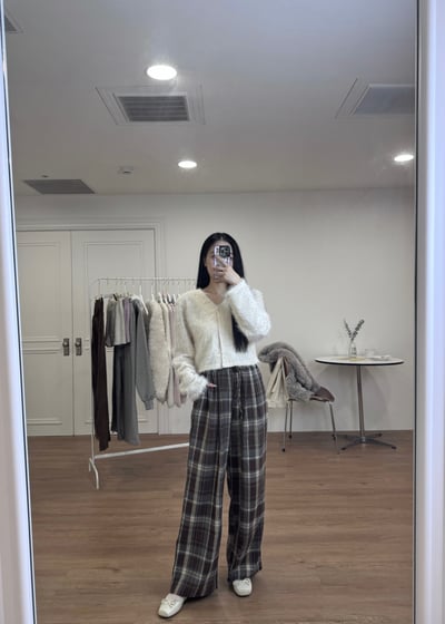 A07 Odéon復古毛呢格紋長褲4