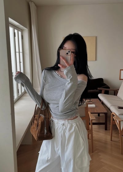 珍妮薇蕾絲斜肩上衣2