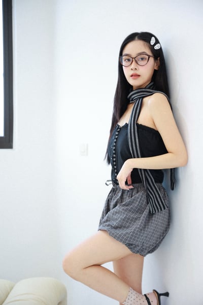 奧拉的變奏兩穿條紋上衣（附繞脖小圍巾）1