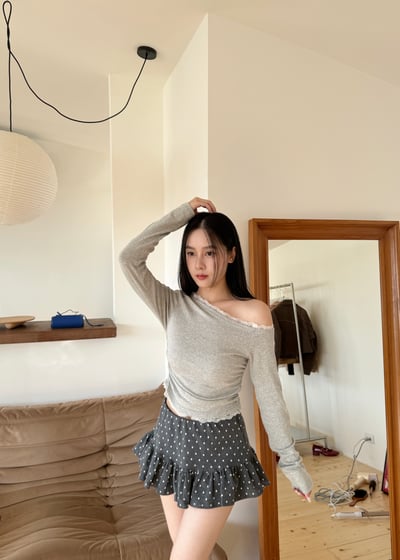 克萊爾俏皮點點花邊褲裙1