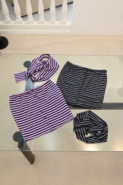 奧拉的變奏兩穿條紋上衣（附繞脖小圍巾）5