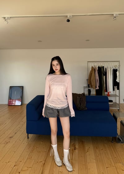 奧菈蕾絲輕柔羊毛透膚上衣4