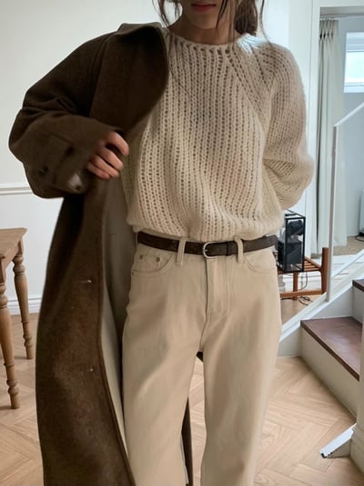 Alpaca44%洞洞針織上衣7