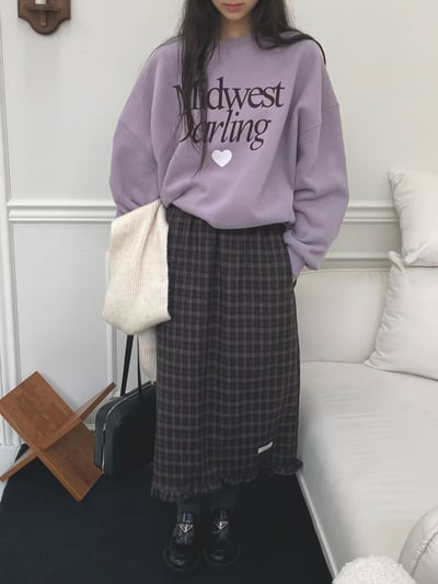 De07 毛呢格紋花邊裙3