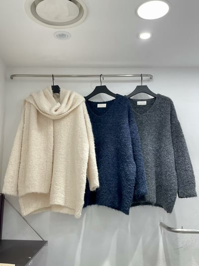 De21 慵懶寬鬆V領毛衣(附圍巾)9