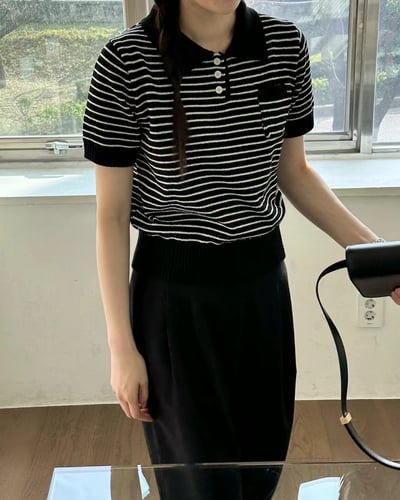B12 條紋polo領上衣1