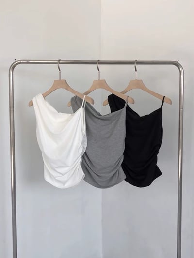 Ju02 斜肩皺摺上衣12