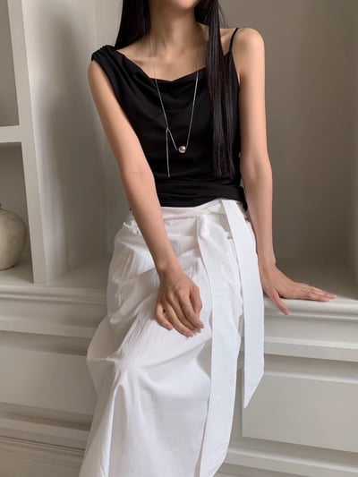 Ju02 斜肩皺摺上衣6