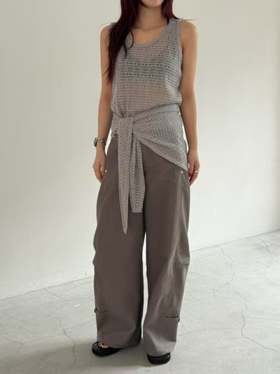 J20 工裝休閒繭型寬褲(附皮帶)1