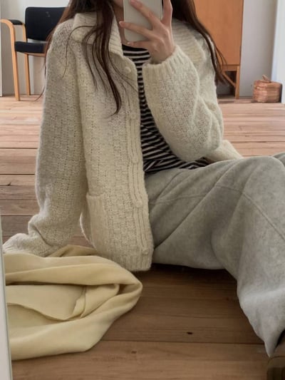 De28 羊駝毛翻領針織7