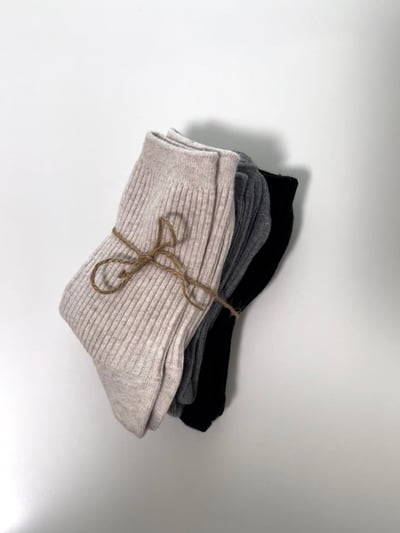 坑條棉質長襪(三色set)2