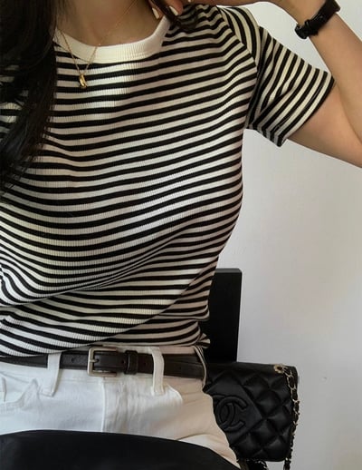 F19 坑紋條紋Tee2