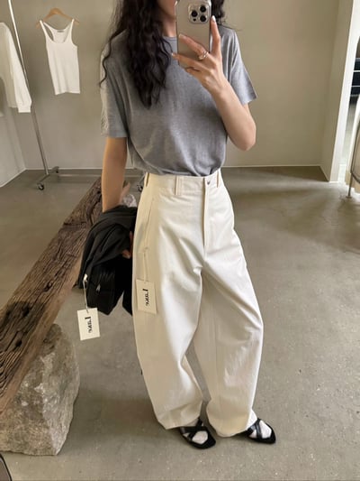 Ap23 高腰繭型白褲2