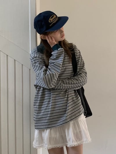 條紋撞色polo上衣2