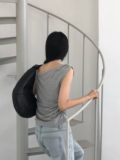 Ju02 斜肩皺摺上衣4