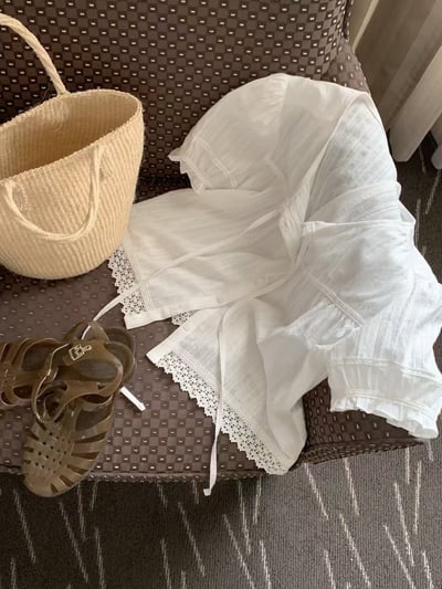 J01 法式花邊綁帶襯衫4