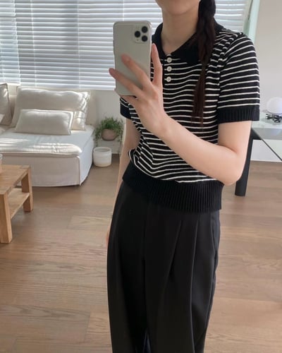 B12 條紋polo領上衣2