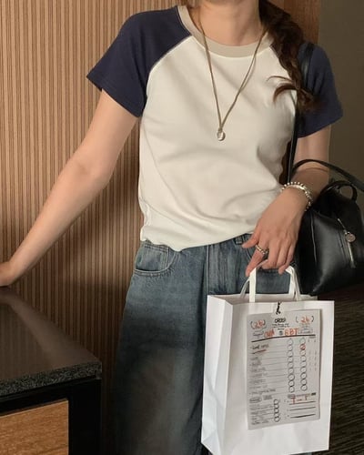 J18 夏日藍色拼色Tee3