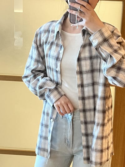 E04 寬鬆格紋襯6