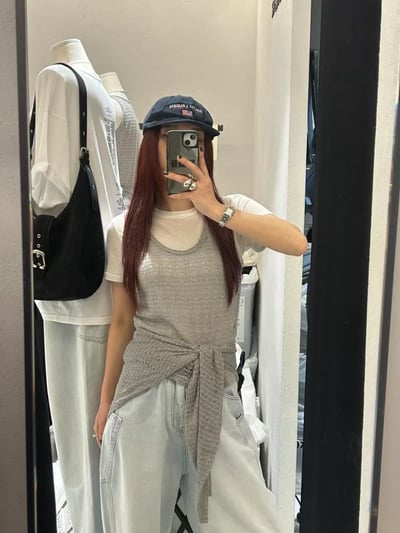 J04 網格透膚背心+綁巾裙圍2