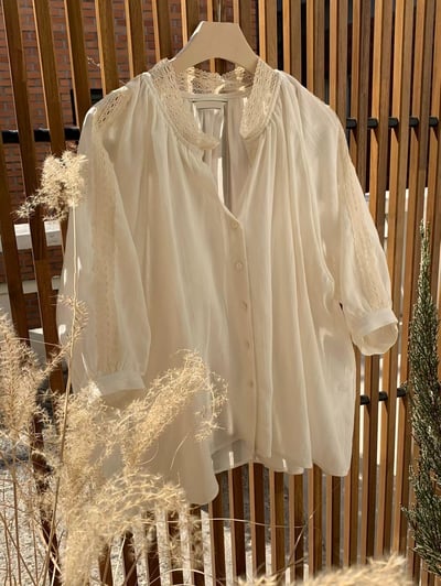 B02 小蕾絲七分袖上衣5