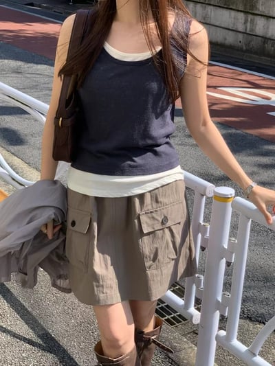 Ap01 假兩件無袖上衣2