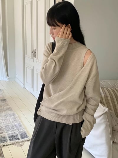 G01 設計感小露肩毛衣 4colors2