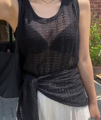 J04 網格透膚背心+綁巾裙圍4