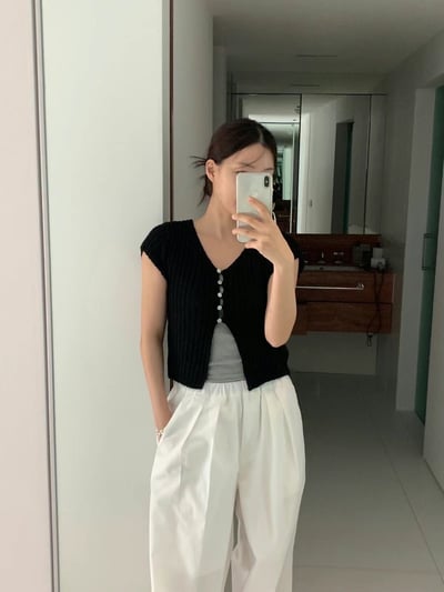 J06 排釦小飛袖針織2