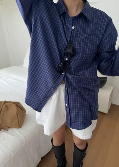 Ap14 深藍格子襯衫2