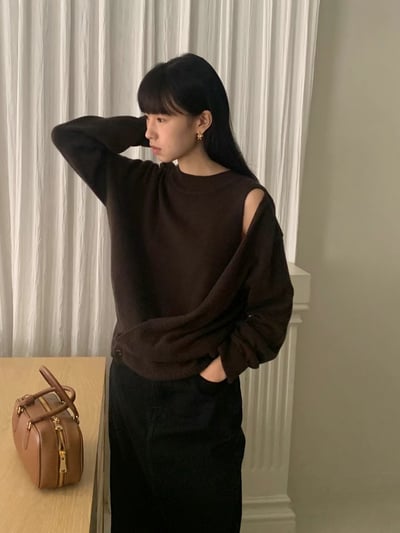 G01 設計感小露肩毛衣 4colors5