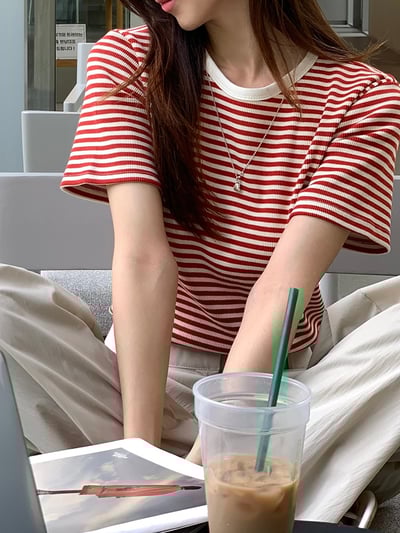 F19 坑紋條紋Tee4