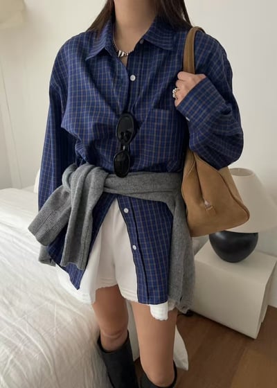Ap14 深藍格子襯衫1
