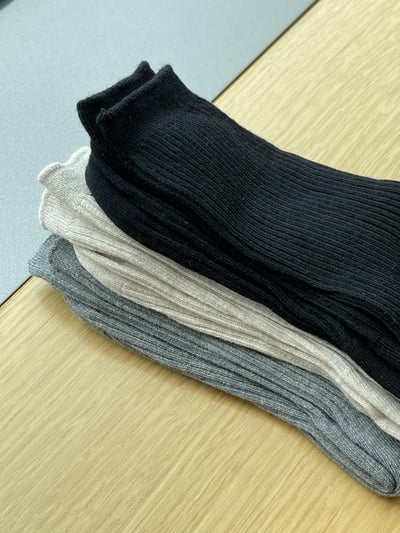 坑條棉質長襪(三色set)4