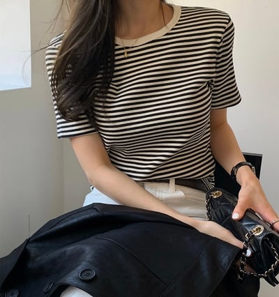 F19 坑紋條紋Tee1