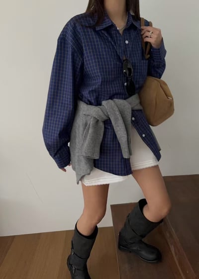 Ap14 深藍格子襯衫3