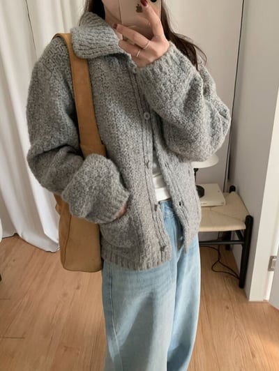 De28 羊駝毛翻領針織4