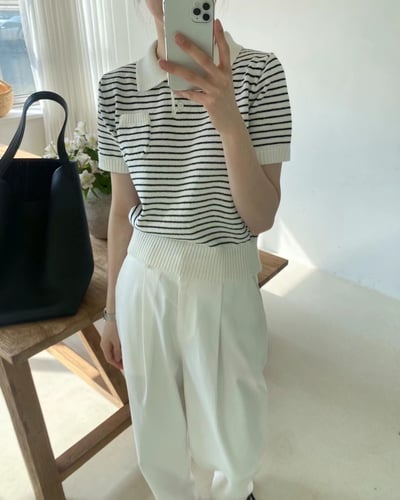 B12 條紋polo領上衣4