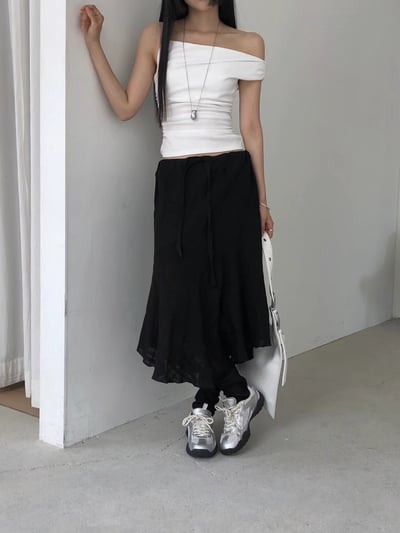 Ju02 斜肩皺摺上衣11