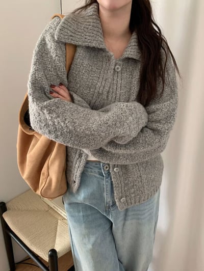 De28 羊駝毛翻領針織3