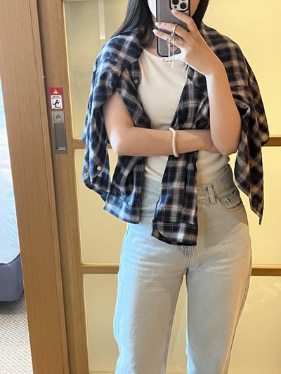 E04 寬鬆格紋襯3