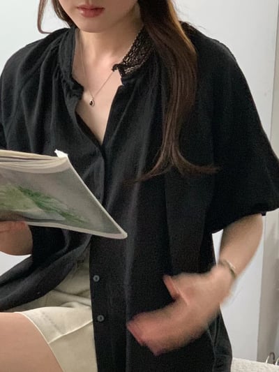 B02 小蕾絲七分袖上衣6