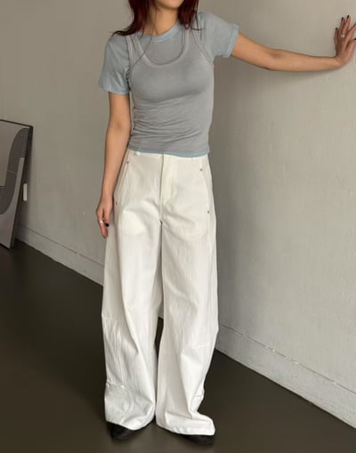 J20 工裝休閒繭型寬褲(附皮帶)6