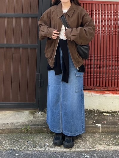 率性前開衩牛仔長裙2