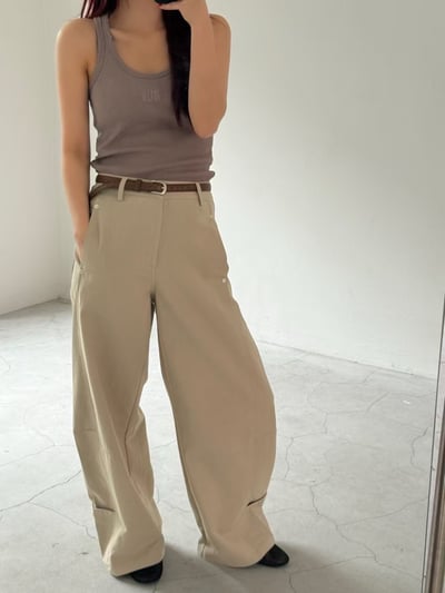 J20 工裝休閒繭型寬褲(附皮帶)4