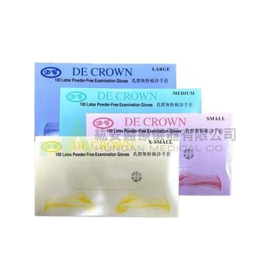 【定冠】無粉乳膠檢診手套(未滅菌 100支/盒) 醫用手套 無粉 抽取式1